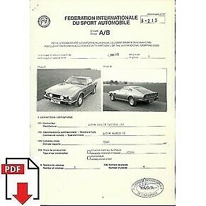 1982 Aston Martin V8 FIA homologation form PDF download